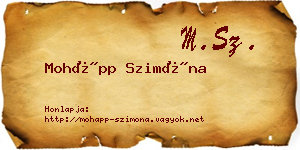 Mohápp Szimóna névjegykártya